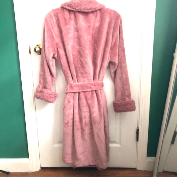Natori plush 3/4 length robe mauve , large - Picture 3 of 9